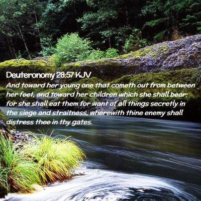 Deuteronomy 28:57 KJV Free Bible Images