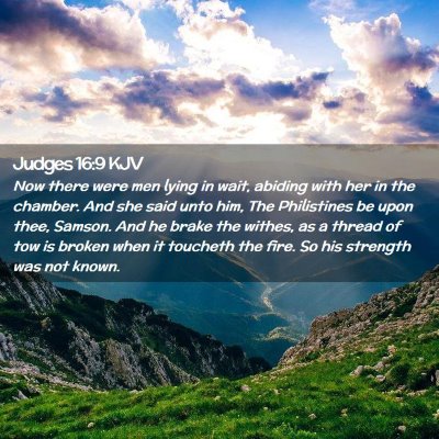 Judges 16:9 KJV Free Bible Images