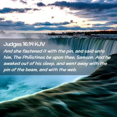 Judges 16:14 KJV Free Bible Images