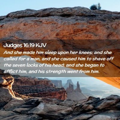 Judges 16:19 KJV Free Bible Images