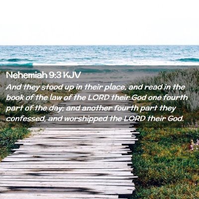 Nehemiah 9:3 KJV Free Bible Images