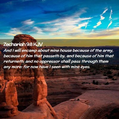 Zechariah 9:8 KJV Free Bible Images