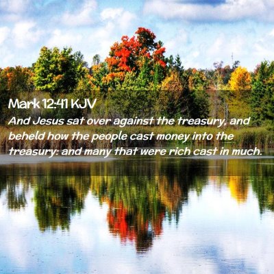 Mark 12:41 KJV Free Bible Images